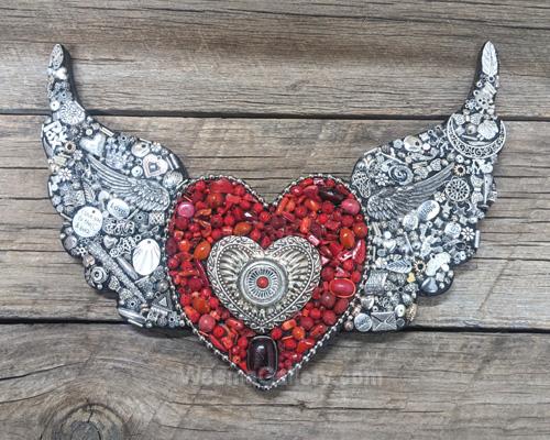 Beaded Heart With Wings by Katie Thomas